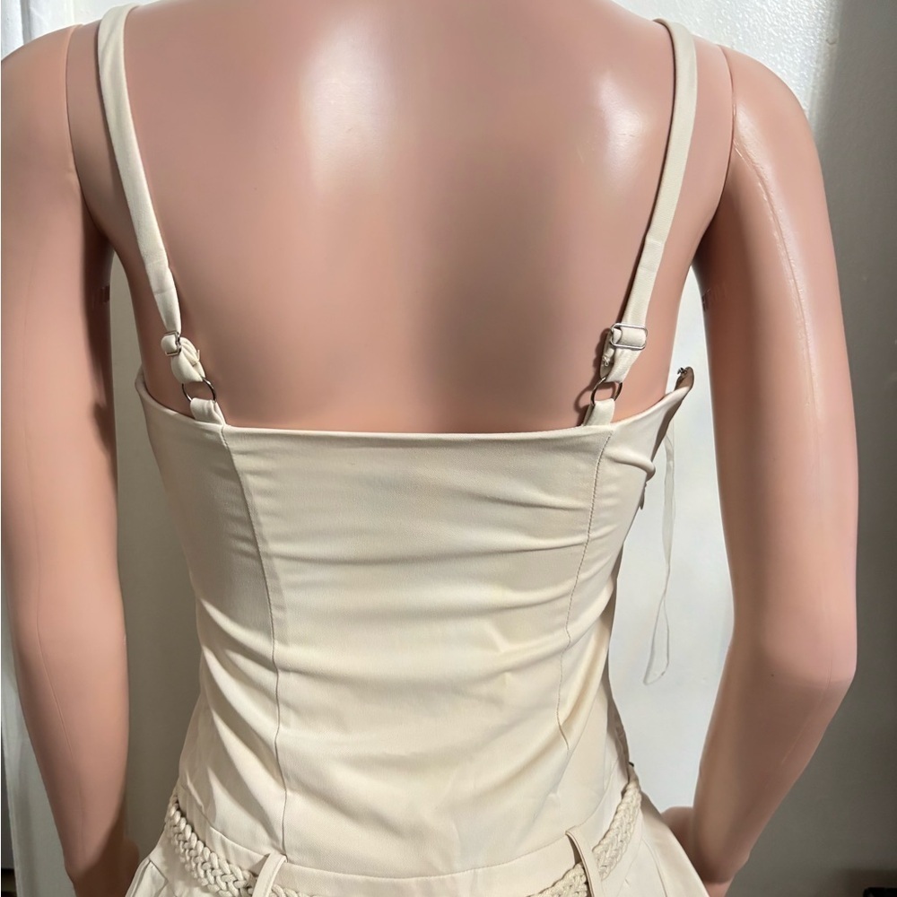 NWT ITZABELLA Women’s Chic Cream Pleated Mini Dress Taupe - Picture 10 of 16